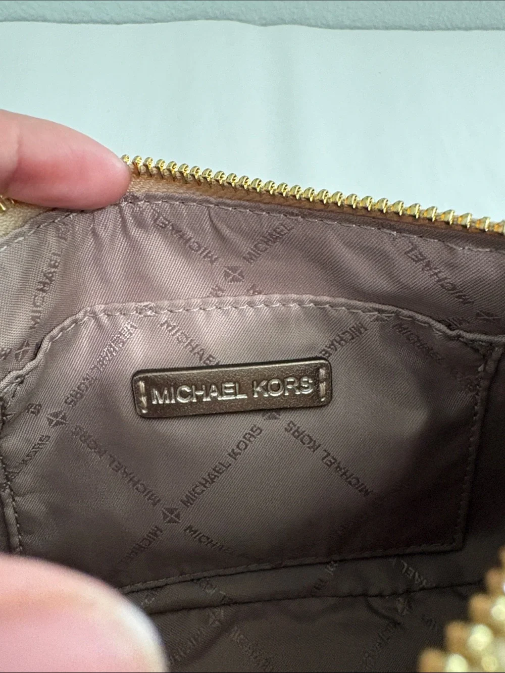 Michael Kors Crystal Chain Crossbody Bag in Gold Color